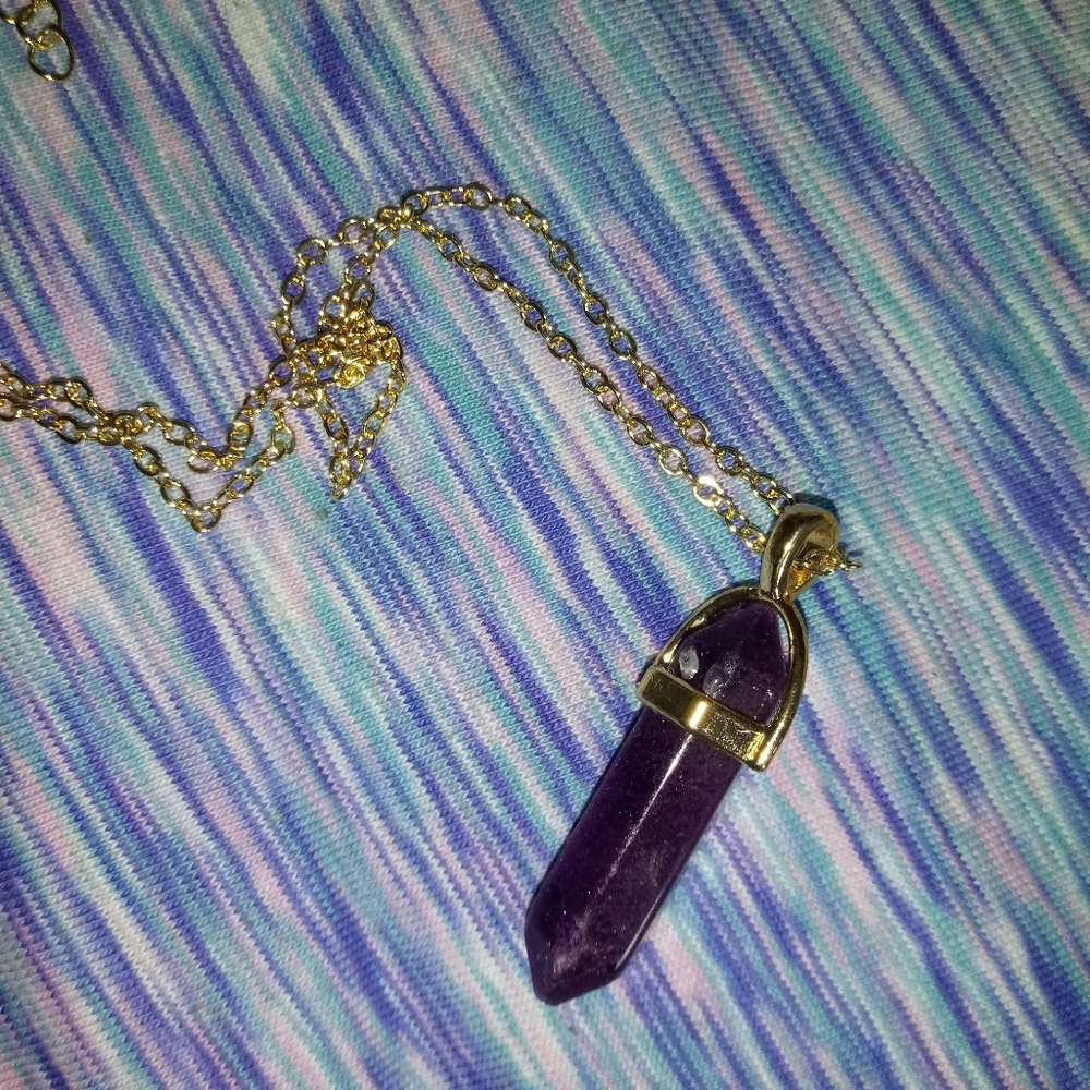 New purple stone and gold necklace